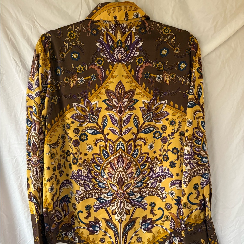 Rachel Zoe Yellow and Brown Floral Button Down Shirt - Picture 4 of 8